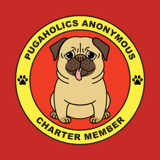 Pugaholics Anonymous Charter Member Pug Dog Lover (Red) T-Shirt