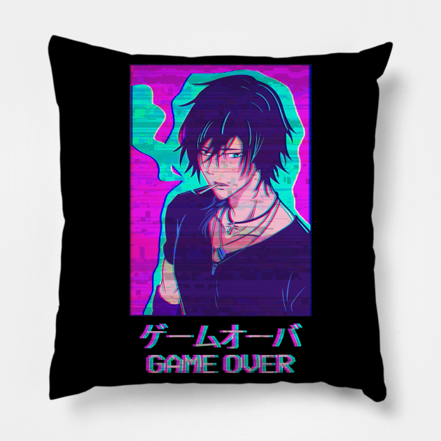 Emo Anime Boy Game Over Japanese Vaporwave Aesthetic Glitch Gift - Game Over - Pillow | TeePublic Emo Anime Boy Game Over Japanese Vaporwave Aesthetic Glitch Gift - Game Over - Pillow | TeePublic