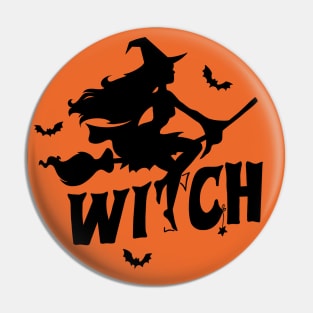 Witch on a broomstick Pin