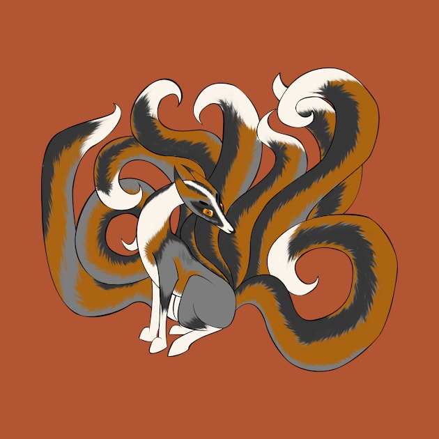 Nine tailed platinum cross fox by steelwingakira