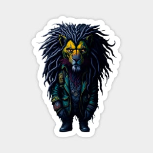 Leather Jacket Lion with Dreadlocks Magnet