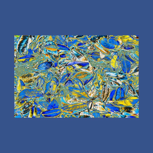 Blue and Yellow Fallen Leaves by Debra Martz