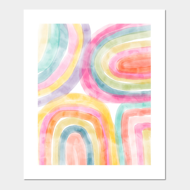 Abstract Watercolor Rainbow Painting Abstract Rainbow Posters