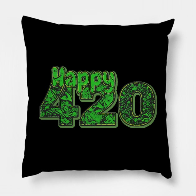 Happy 420 Pillow by Trendsdk