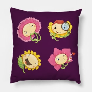 Set of emotions in the form of cute flowers. Pillow