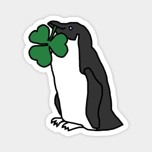 Saint Patricks Day Penguin with Shamrock Magnet