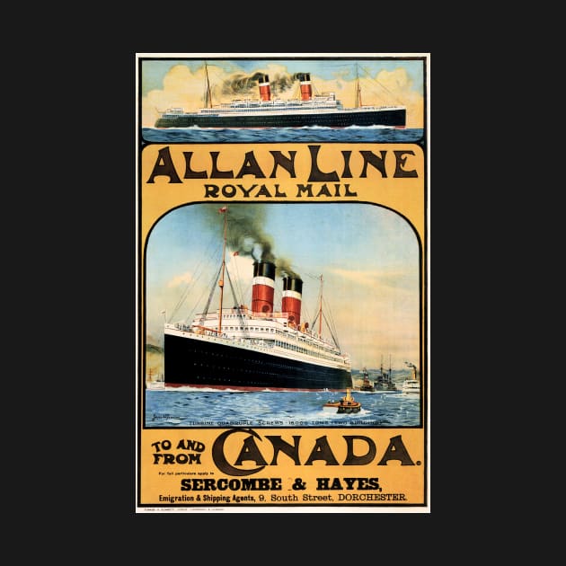 Allan Line Royal Mail To and From Canada Advertisement Vintage Steam Ship by vintageposters