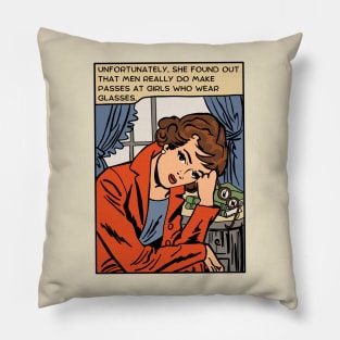 Comic Woman Wears Glasses Pillow