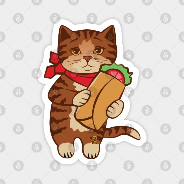 Burrito Cat Magnet by Sue Cervenka