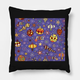 '70s peaceful retro Christmas pattern Pillow