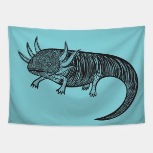 Axolotl - hand drawn detailed animal design Tapestry