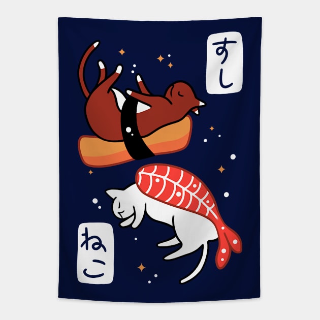 Neko sushi Tapestry by Pescapin