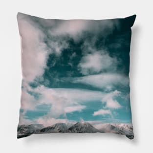 SCENERY 42 - White Cloud Green Sky Horizon Mountain Peak Pillow