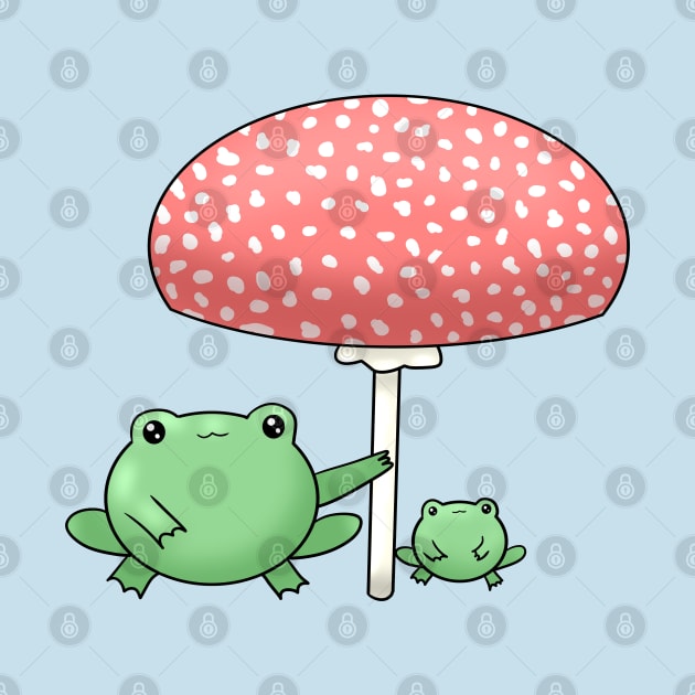 Cute Frogs Under A Mushroom by TheQueerPotato