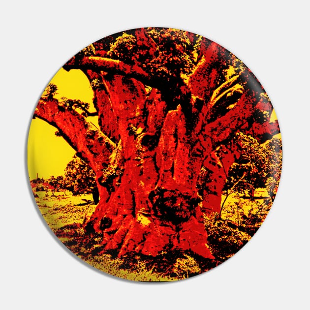 "Gouye Sipi" the Ancient Mystical Sacred Baobab Tree - Red Pin by Tony Cisse Art Originals