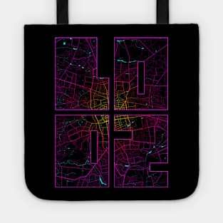 Lodz, Poland City Map Typography - Neon Tote