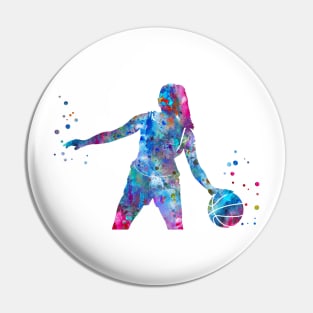 Girl Basketball Player With Ball Pin