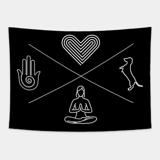 Love, Yoga and Dog Tapestry