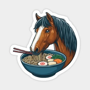 Bay Horse Eating Ramen Magnet