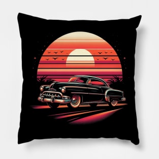 Car Retro Sunset Pillow