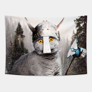 Cute Funny Viking Cat Tapestry