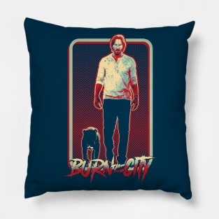 burn the city pop art Pillow