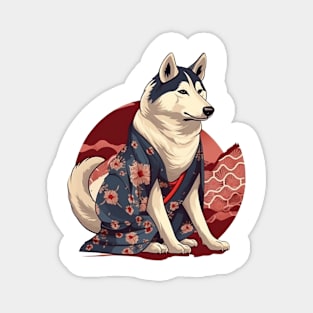 Samurai Husky Dog Magnet