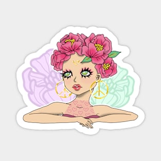 Peony Girl Magnet