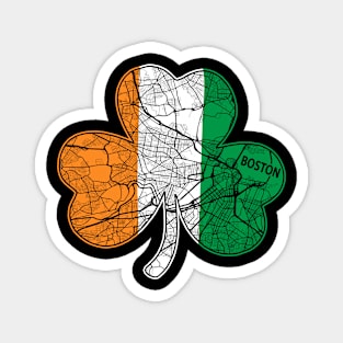 Irish Flag Boston St. Patrick's Shamrock Boston City Map Art Magnet