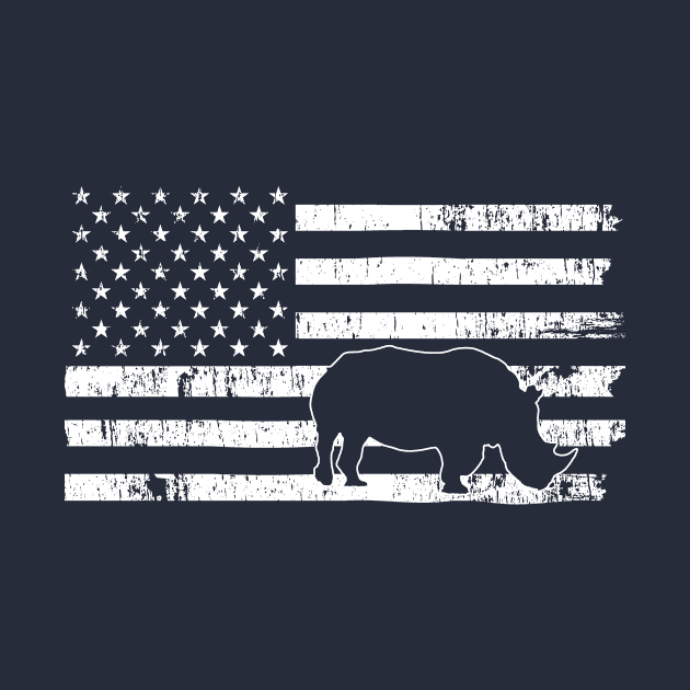 American Flag Rhino USA Conservation TShirt by bbreidenbach