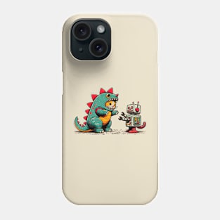 Funny Catzilla vs. Robot Cat Humor T-Shirt and Sweatshirt Phone Case