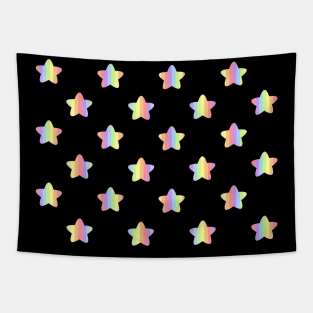 Mini Pastel Rainbow Vertical Striped Stars Tapestry