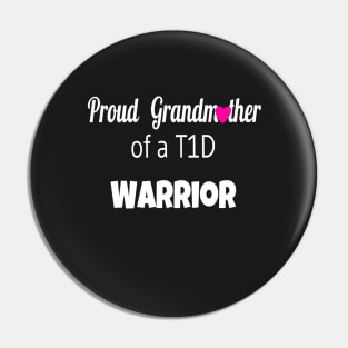 Proud Grandmother White Text Pink Heart Pin