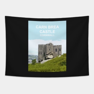 Carn Brea Castle Cornwall.  Cornish gift Kernow Travel location poster, Redruth Tapestry