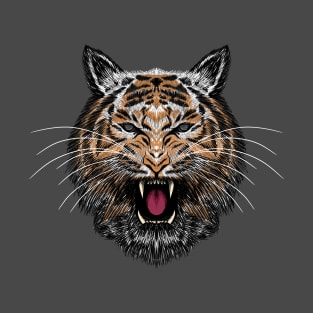 Tiger head scratch art line T-Shirt