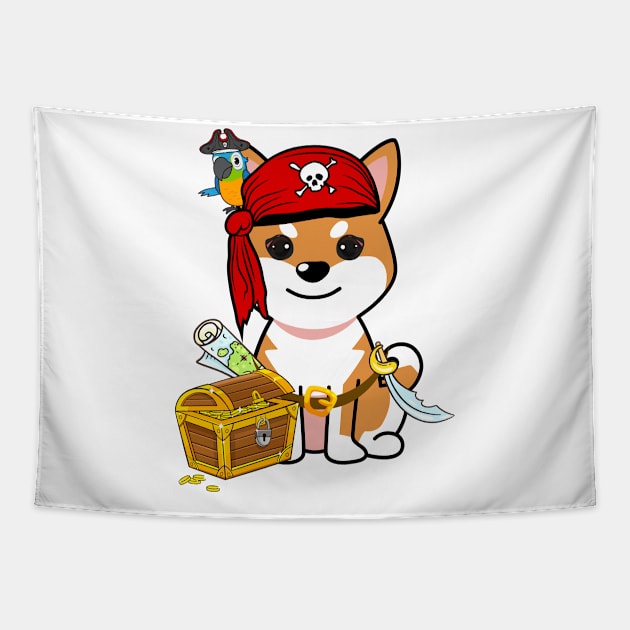 Cute orange dog is a pirate Tapestry by Pet Station