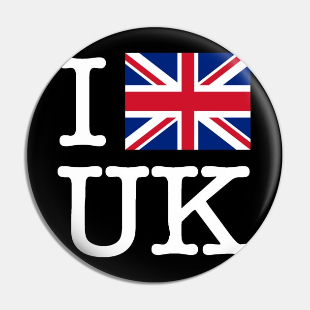 I Union Jack United Kingdom (WhiteLettering) Pin by KyleHarlow