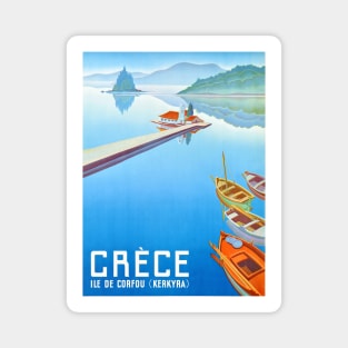 Vintage Travel Poster Greece Ile de Corfu Magnet