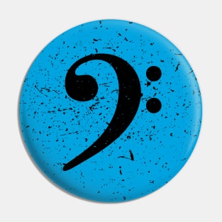 Bass Guitar Gift - Vintage Style Cyan Bass Clef Pin