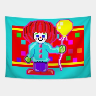 Pixel Clown With Balloon Tapestry