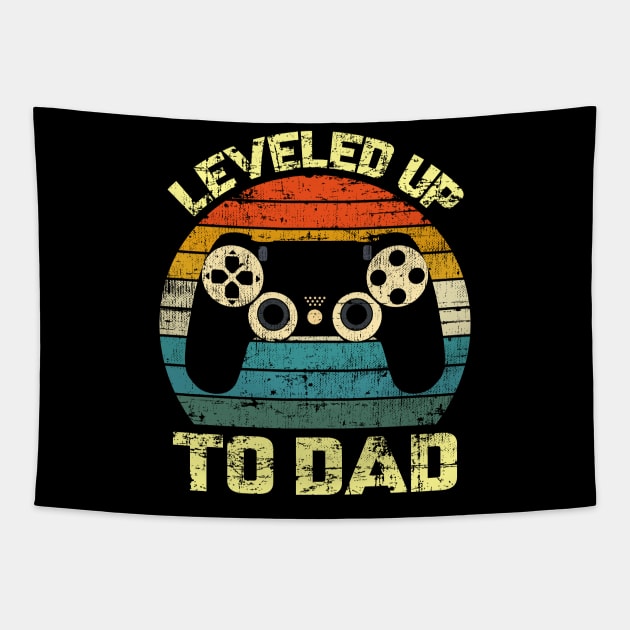 Leveled Up To Dad/ New Daddy gift/ Fathers Day Gift Tapestry by UranusArts