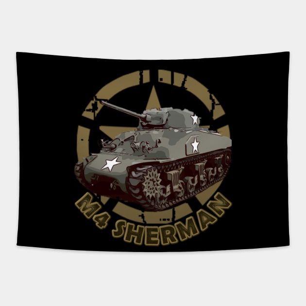 M4 Sherman WW2 American Medium Tank Tapestry by F&L Design Co.