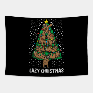 Lazy Christmas Sloth Christmas Tree Lazy Xmas Gift Tapestry