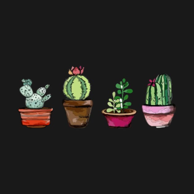 Cactus Pots Watercolor Plant -Hipster by mangobanana