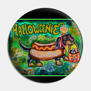 Happy Halloweenie Hotdog Dachshund Pin