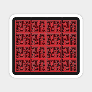 Red Ink Labyrinth Outlined in White Ink Magnet