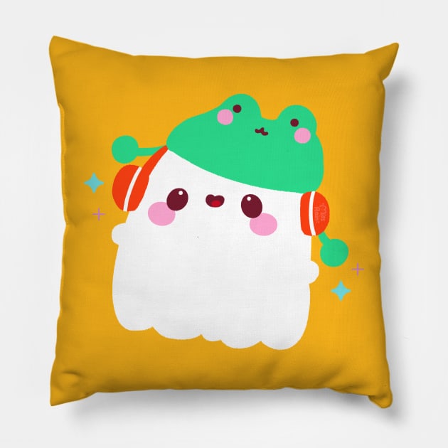 froghat ghostie Pillow by missrainartwork 