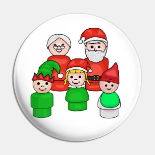 Santa, Mrs Claus, and 3 Little Elves Pin