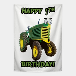 Happy 7th Birthday tractor design Tapestry