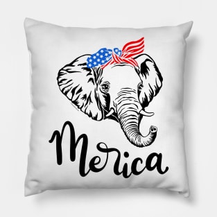 Merica American Republican Patriotic Elephant USA Flag Bandana Pillow